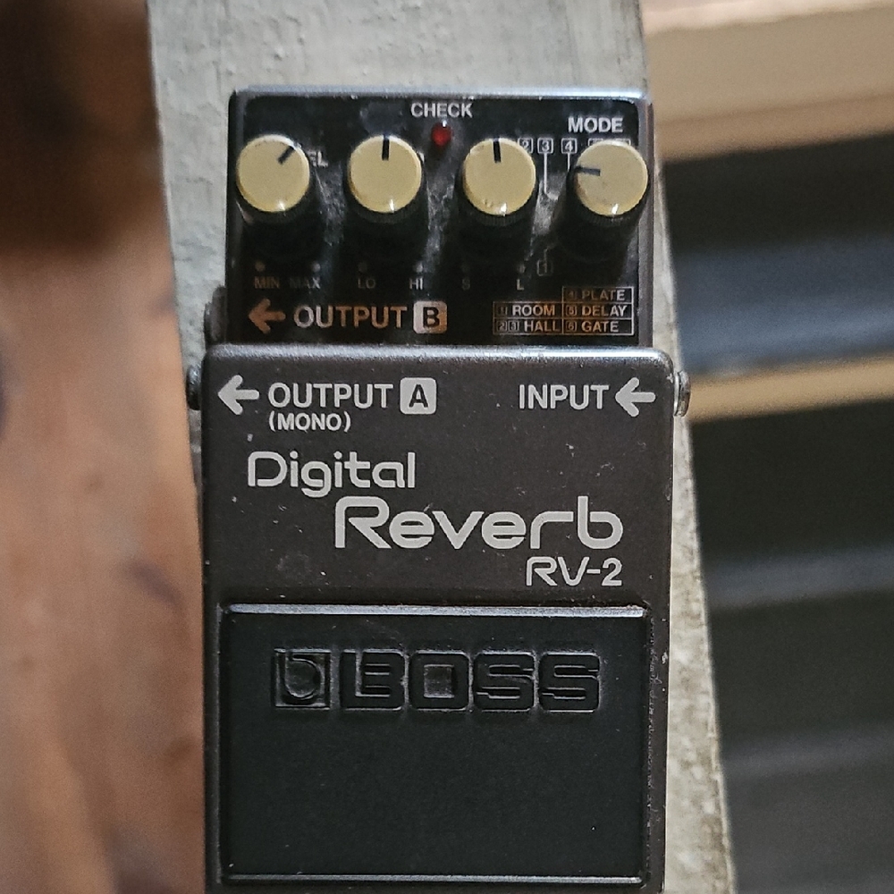 Boss RV-2 Digital Reverb Pedal - Black and Gold